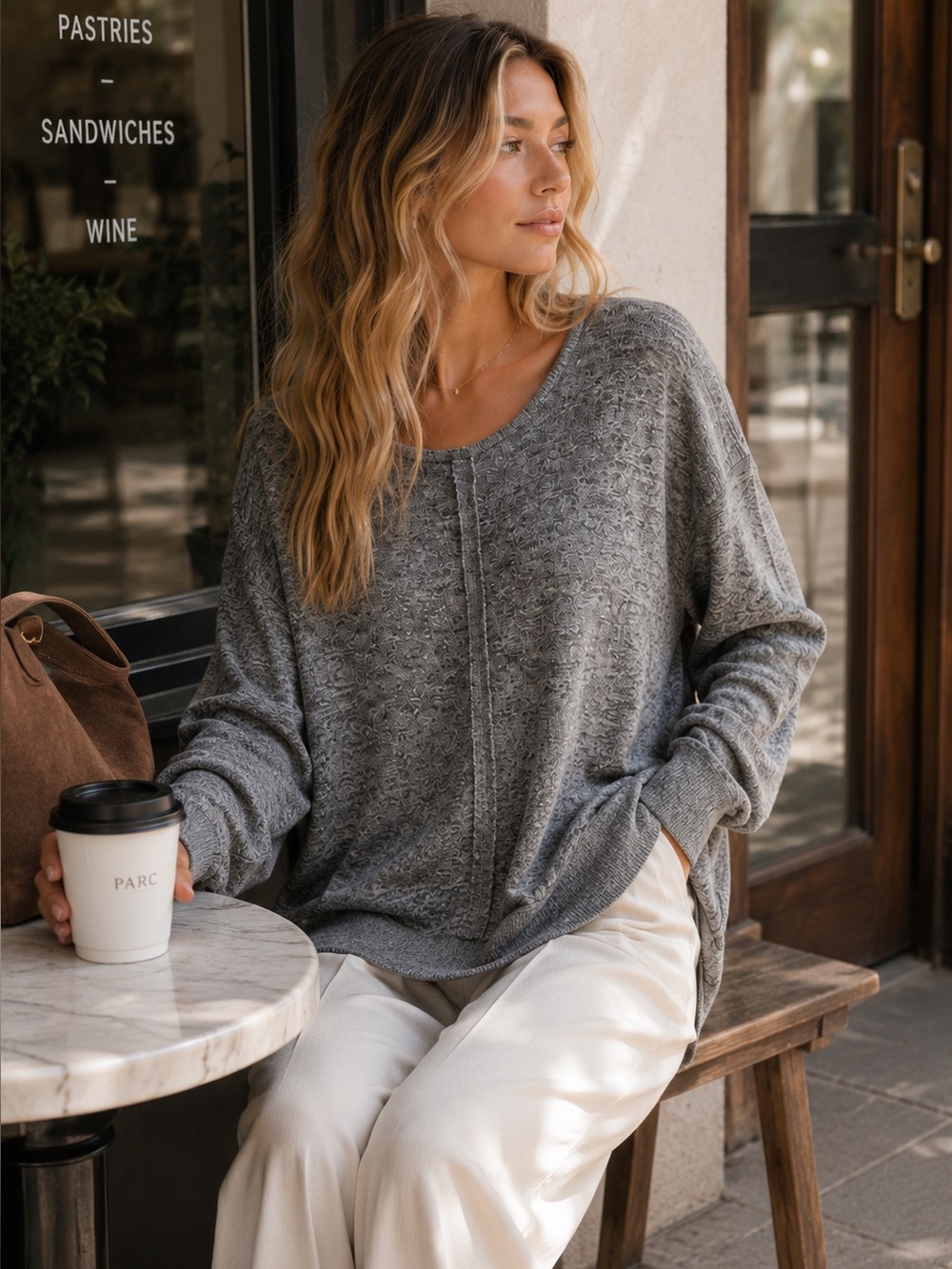 Gibson Gray Tunic Knit Sweater XL